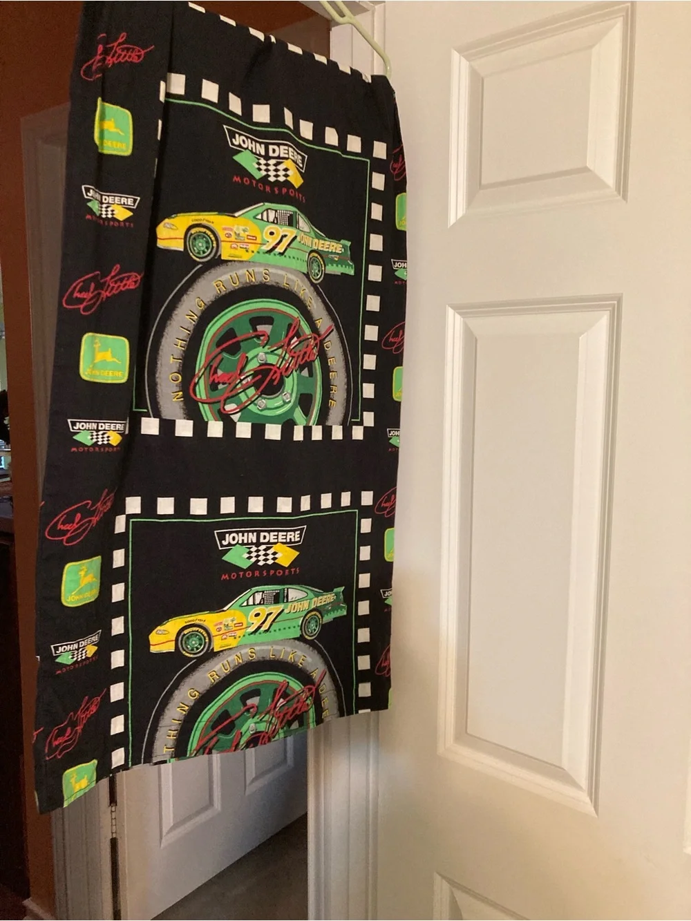 John Deere Black Green Yellow Racing Pillow Panel Vintage Pillowcase